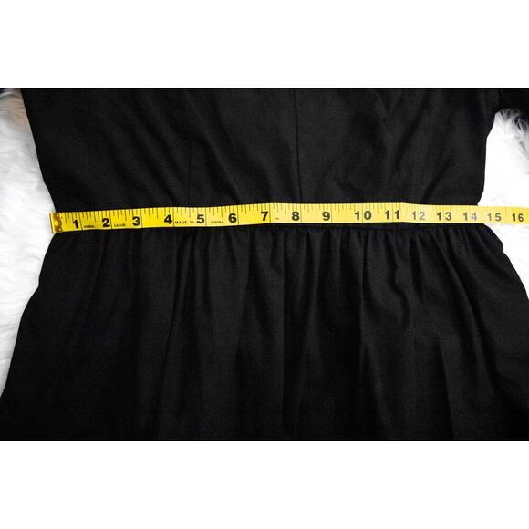 Madewell Black Cotton Sweetheart‎ Puff Sleeve Fit and Flare Mini Dress Size 6 - Picture 8 of 12